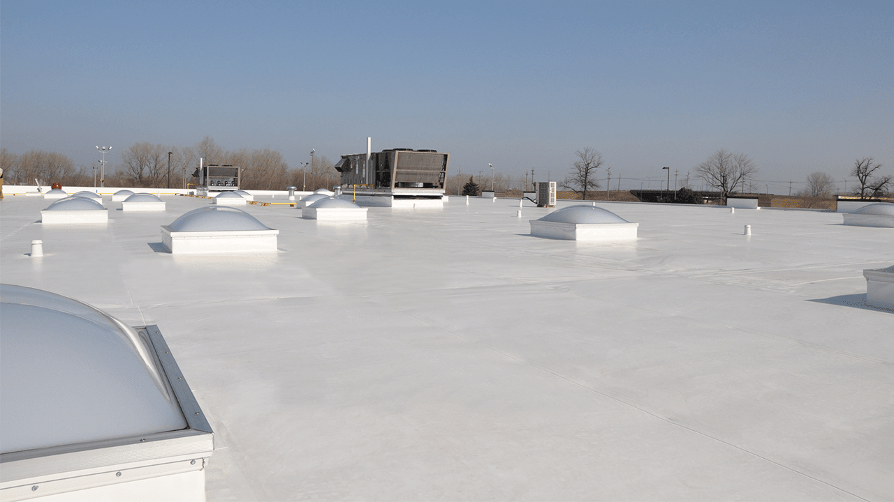 commercial flat roof with PVC roofing in San Diego, CA