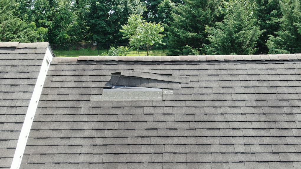 shingle roof that is damaged